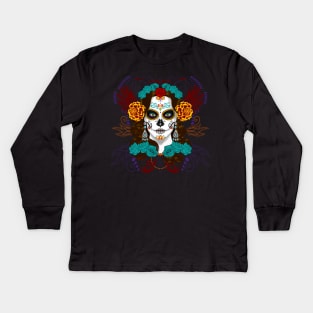 Day of Dead Catrina Face Kids Long Sleeve T-Shirt